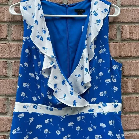 Ann Taylor Factory NWT Blue Floral Sleeveless Dress - Picture 2 of 9